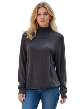 Spanner Black Sheen Fine Knit Turtleneck Sweater (M)